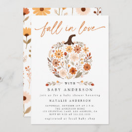 Herfst in Liefde Bloemenpompoen Baby shower Kaart