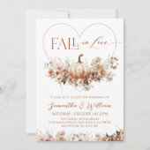 Herfst in liefde Bloemenpompoen Hoor Foto Bruiloft Kaart (Voorkant)