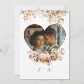 Herfst in liefde Bloemenpompoen Hoor Foto Bruiloft Kaart (Achterkant)