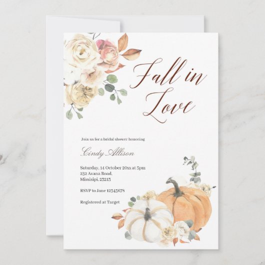 Herfst in liefde bloemenpompoen vrijgezellenfeest  kaart (Voorkant)