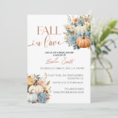 Herfst in liefde bloemenpompoen vrijgezellenfeest kaart (Staand voorkant)