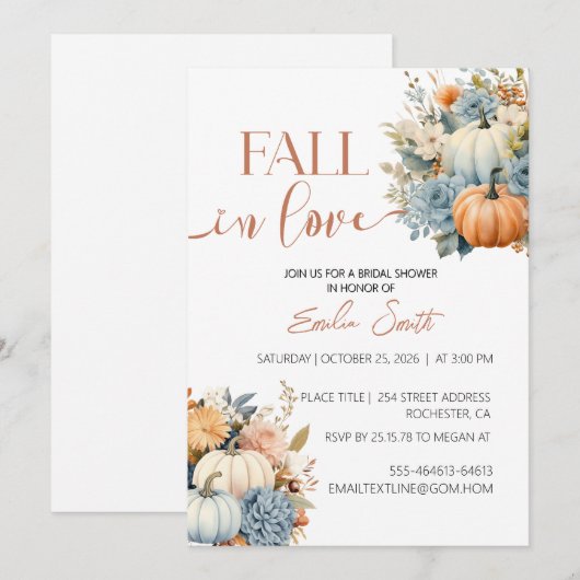 Herfst in liefde bloemenpompoen vrijgezellenfeest kaart (Voorkant / Achterkant)