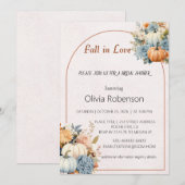 Herfst in liefde bloemenpompoen vrijgezellenfeest kaart (Voorkant / Achterkant)