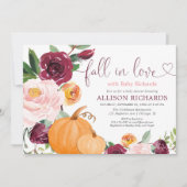 Herfst in liefde bloemenrustiek bordeaux baby show kaart (Voorkant)