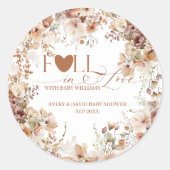 Herfst in Liefde Bloemneutraal Baby shower Ronde Sticker (Voorkant)