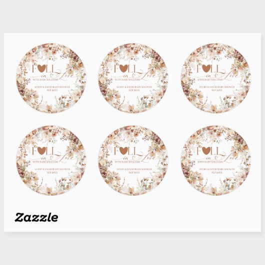Herfst in Liefde Bloemneutraal Baby shower Ronde Sticker (Vel)
