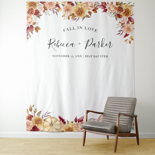 Herfst in liefde bloempompoenen Achtergrond Fotoca Wandkleed (In situ)