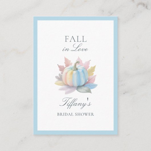 Herfst in Liefde Blue Pumpkin Vrijgezellenfeest Re Informatiekaartje (Achterkant)