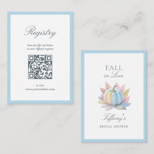 Herfst in Liefde Blue Pumpkin Vrijgezellenfeest Re Informatiekaartje (Voorkant / Achterkant)