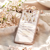 Herfst in Liefde Blush Pioen & Goud Bourgondië Bru Kaart