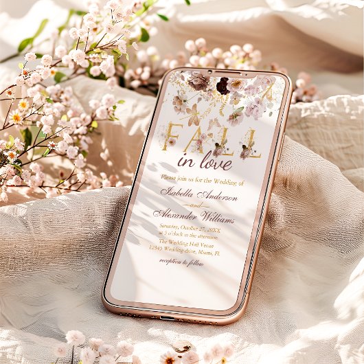 Herfst in Liefde Blush Pioen & Goud Bourgondië Bru Kaart