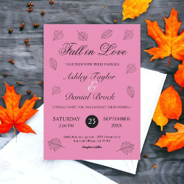 Herfst in Liefde Blush Roze Bladeren Herfstbruilof Kaart