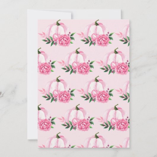 Herfst in Liefde Blush Roze Pompoen Rustiek Baby s Kaart (Achterkant)