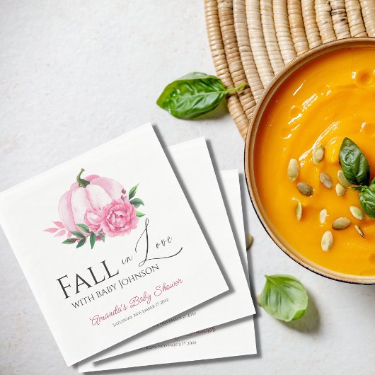 Herfst in Liefde Blush Roze Pompoen Rustiek Baby s Servet