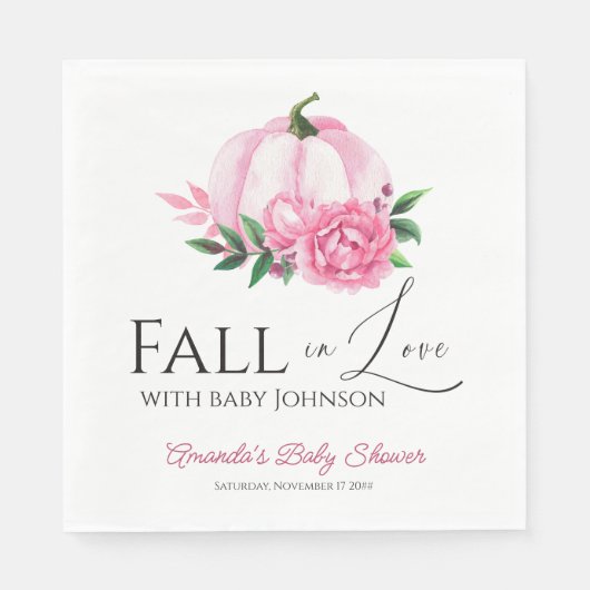 Herfst in Liefde Blush Roze Pompoen Rustiek Baby s Servet (Voorkant)