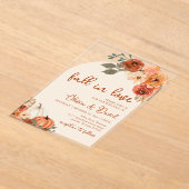 Herfst in Liefde Boho Bloemen Pompoen Herfstbruilo Acryl Uitnodigingen (Laagn)