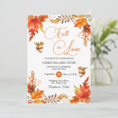 Herfst in Liefde Boho Bloemen QR Code Trouwen Kaart (Staand voorkant)