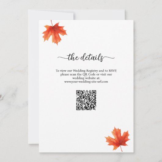 Herfst in Liefde Boho Bloemen QR Code Trouwen Kaart (Achterkant)
