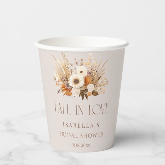 Herfst In Liefde Boho Bloemen Vrijgezellenfeest Papieren Bekers (Voorkant)