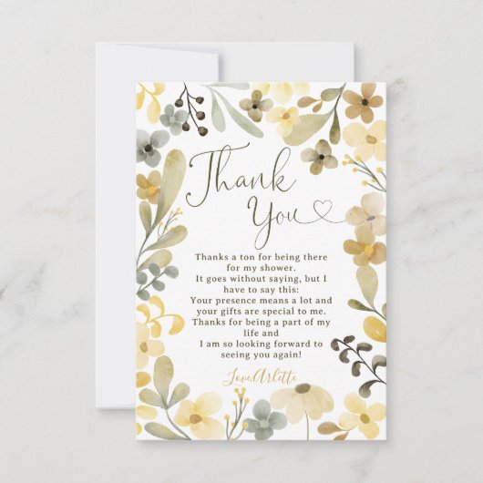 Herfst in liefde boho bloemenherfst chique vrijgez bedankkaart (Voorkant)