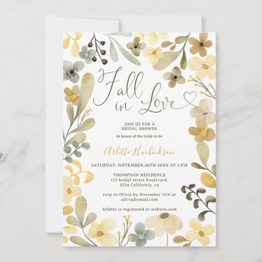 Herfst in liefde boho bloemenherfst chique vrijgez kaart (Voorkant)