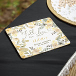 Herfst in liefde boho bloemenherfst chique vrijgez kartonnen onderzetters<br><div class="desc">Herfst in love boho bloemenherfst chique vrijgezellenfeesten onderzetter met  groen,  geel,  mosterd en kaki bloemen lijst met loof en eucalyptus. Een boho geïnspireerd herfst herfst vrijgezellenfeest thema met een moderne hart script typografie.</div>