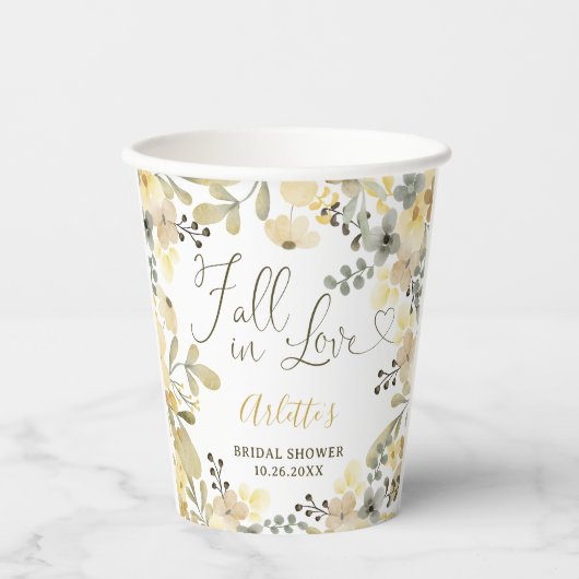 Herfst in liefde boho bloemenherfst chique vrijgez papieren bekers (Voorkant)