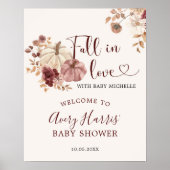 Herfst in Liefde Boho Bloemenpompoen Welkomstbord Poster (Voorkant)