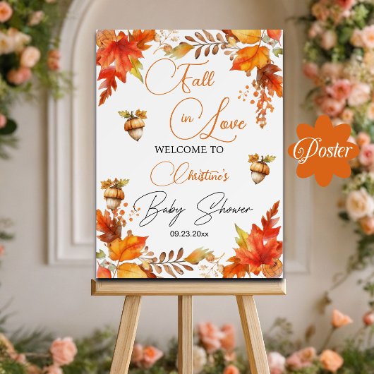 Herfst in Liefde Boho Floral Baby shower Welkom Poster