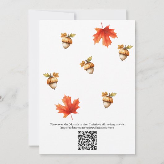 Herfst in Liefde Boho Floral QR Code Baby shower Kaart (Achterkant)