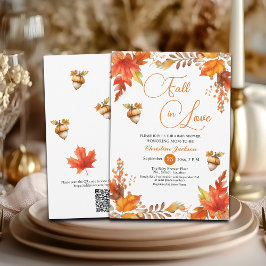 Herfst in Liefde Boho Floral QR Code Baby shower Kaart