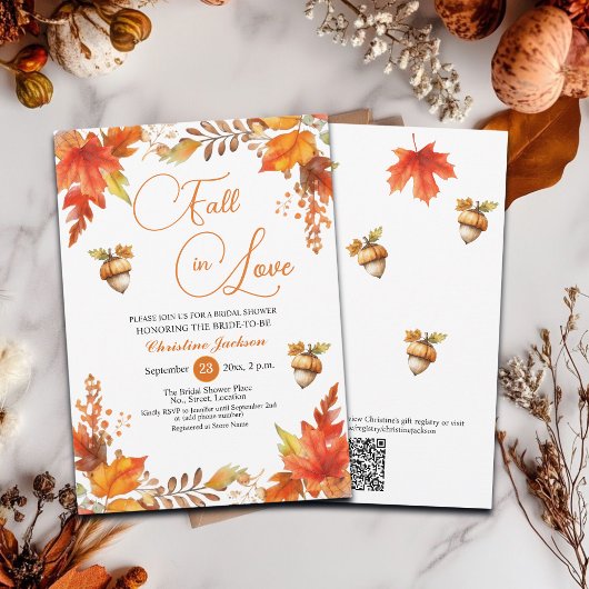 Herfst in Liefde Boho Floral QR Code Vrijgezellenf Kaart