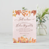 Herfst in Liefde Boho Herfst Pompoen Vrijgezellenf Aankondiging (Staand voorkant)