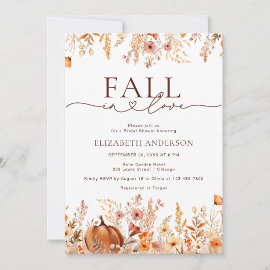 Herfst in Liefde Boho Herfst Pompoen Vrijgezellenf Kaart (Voorkant)