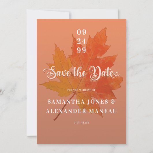 Herfst in Liefde Boho Leaf Terracotta Geen Foto Hu Save The Date (Voorkant)