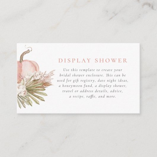 Herfst In Liefde Boho Pampas & Pompoen Vrijgezelle Informatiekaartje (Voorkant)