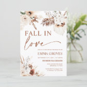 Herfst in Liefde Boho Pampas Vrijgezellenfeest Kaart (Staand voorkant)