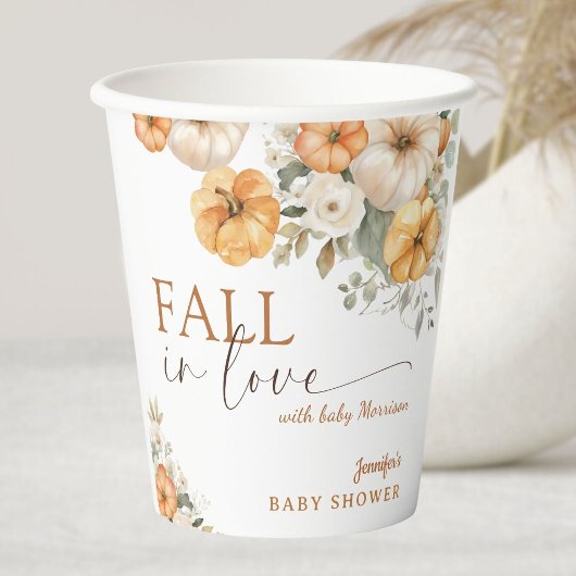 Herfst in Liefde Boho Pompoen Baby shower Papier Papieren Bekers