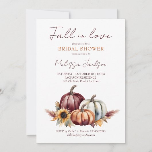 Herfst in liefde boho pompoen zonnebloem vrijgezel kaart (Voorkant)