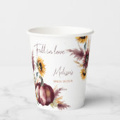 Herfst in liefde boho pompoen zonnebloem vrijgezel papieren bekers (Achterkant)