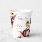 Herfst in liefde boho pompoen zonnebloem vrijgezel papieren bekers (Voorkant)