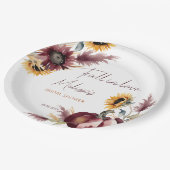 Herfst in liefde boho pompoen zonnebloem vrijgezel papieren bordje (Gekanteld)