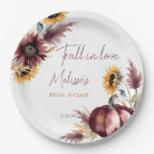 Herfst in liefde boho pompoen zonnebloem vrijgezel papieren bordje (Voorkant)