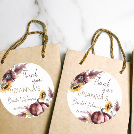 Herfst in liefde boho pompoen zonnebloem vrijgezel ronde sticker