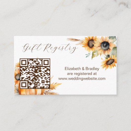 Herfst in liefde boho pompoen zonnebloemen cadeau  informatiekaartje (Voorkant)