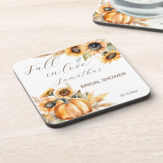 Herfst in liefde boho pompoen zonnebloemen gunsten bier onderzetter (Linkerzijde)