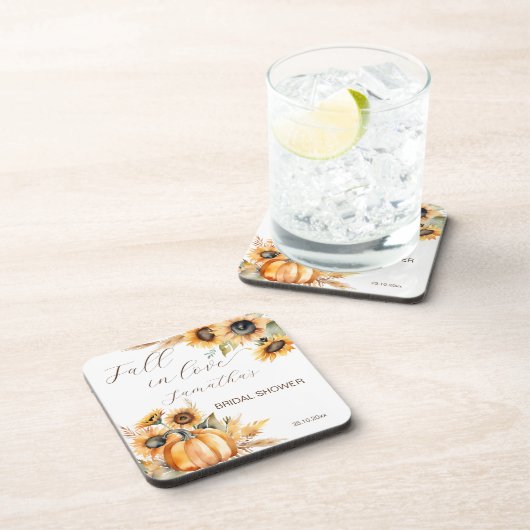 Herfst in liefde boho pompoen zonnebloemen gunsten bier onderzetter (Rechterzijde)