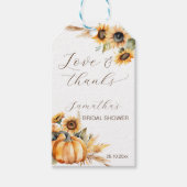 Herfst in liefde boho pompoen zonnebloemen gunsten cadeaulabel (Voorkant)