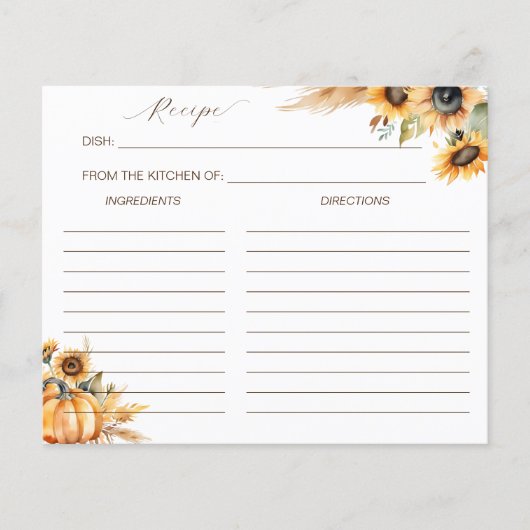 Herfst in liefde boho pompoen zonnebloemen receptk (Voorkant)