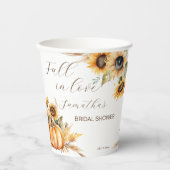 Herfst in liefde boho pompoen zonnebloemen servies papieren bekers (Voorkant)